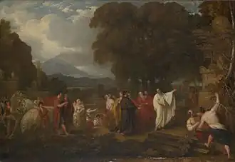 Cicerón descubriendo la tumba de Arquímedes, de Benjamin West, versión de 1804 (la versión inicial, que el autor había realizado con el "secreto veneciano", se presentó a la Academia en 1797.