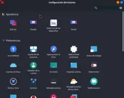 Centro de control de Cinnamon.