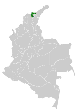 Distribución geográfica del ticotico de Santa Marta.