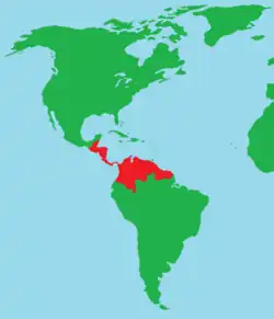 En rojo los lugares donde habita.