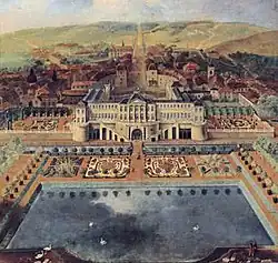 Pintura del château en el siglo&nbsp;XVIII (vista desde los jardines), artista anónimo