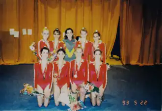 Bárbara (de pie, a la izqda.) con el bronce en el Europeo de Bucarest (1993).