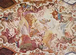 Triunfo de Apolo en el techo del Schloss (castillo) en Alteglofsheim cerca de Ratisbona (1730).