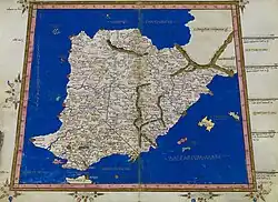 La península ibérica en la Geografía de Claudio Ptolomeo.