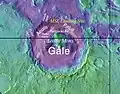 Cráter Gale, con Aeolis Palus y Aeolis Mons.