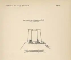 Un dibujo a mano de la calzada de Nyuserra.