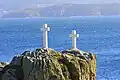 Cruces de naufragios en Finisterre, Costa de la Muerte, España.