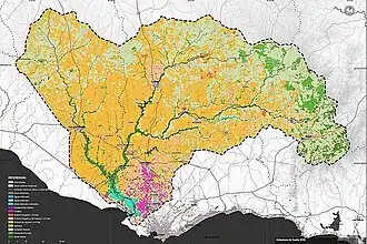 mapa hidrográfico que enseña la superficie de la cuenca Santa Lucia
