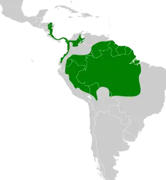 Distribución geográfica del batará lineado.