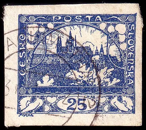 Sello postal checoslovaco, 1918.