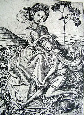 Master E.S., Sansón y Dalila, años 1460.