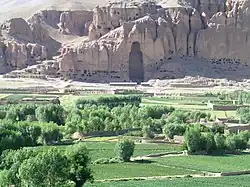 Ladera que contenía los Budas de Bamiyan (Afganistán, hacia el siglo V), destruidos por los talibanes en 2005.