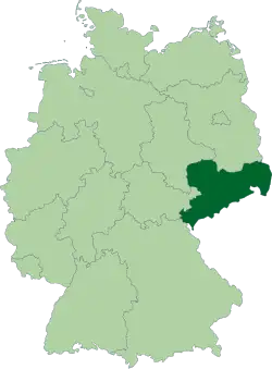 Map of Germany:Position of Saxony highlighted