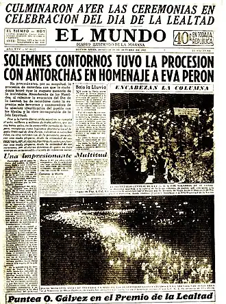 Ejemplar del Diario El Mundo de Editorial Haynes, del 19-10-1952.