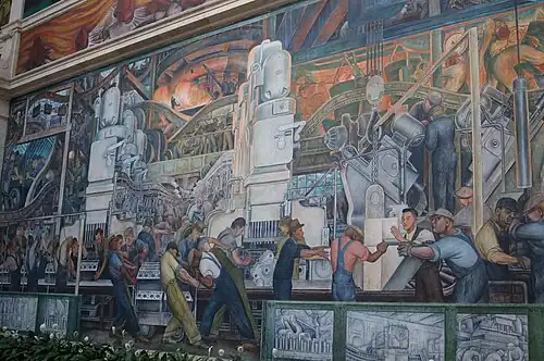 Parte del mural "Detroit Industry" de Diego Rivera en el Instituto de Artes de Detroit (1932-1933).