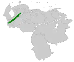 Distribución geográfica del pinchaflor de Mérida.