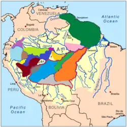verde obscuro: Pithecia pithecia - rosado: Pithecia chrysocephala - ocre: Pithecia albicans - fucsia: Pithecia cazuzai - verde claro: Pithecia hirsuta - marrón: Pithecia aequatorialis - azul claro: Pithecia napensis - violeta: Pithecia milleri - amarillo: Pithecia isabela - azul obscuro: Pithecia monachus - rojo obscuro: Pithecia inusta - borde rojo: Pithecia mittermeieri - azul turquesa: Pithecia irrorata - anaranjado: Pithecia mittermeieri - verde: 'Pithecia pissinattii - gris claro: Pithecia rylandsi - gris obscuro: Pithecia vanzolinii
