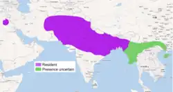 Distribución nativa de la mangosta de Bengala en 2016[1]​