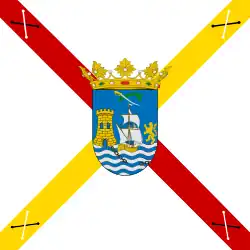 Bandera de un batallón de la División Cántabra en 1809,[29]​ el lábaro cántabro en sus esquinas[30]​