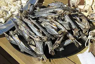 Capelanes pescados en Islandia, listos para comer.