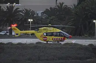 AH-40 aterrizando en la helisuperficie del Hospital Universitario de Gran Canaria