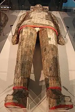 Traje funerario de jade en el Museo de Henan, en Zhengzhou.