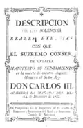 Exequias de Carlos III organizadas por el Consejo Real de Navarra (1788)