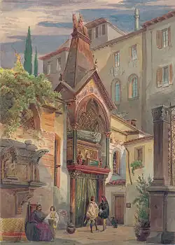 Recreación historicista romántica (acuarela de Eduard Gerhardt,[12]​ 1845).