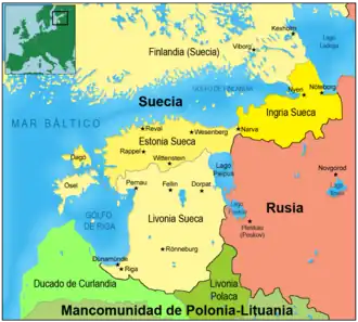 Mapa de la Ingria Sueca del Imperio sueco