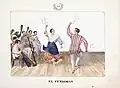 El Cundiman (1847) de José Honorato Lozano. Los bailarines visten barong tagalog y baro't saya a rayas de colores.