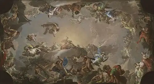 El Olimpo: batalla con los gigantes, de Francisco Bayeu, 1764.
