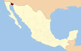 Mapa de la localización del Gran desierto de Altar, en Sonora, en el Noroeste de México.