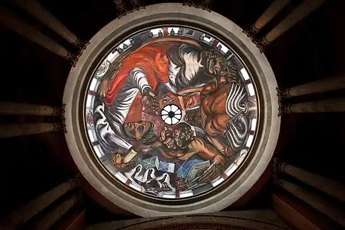 Mural El hombre creador y rebelde en la cúpula del Paraninfo Enrique Díaz de León del Museo de las Artes de la Universidad de Guadalajara en Guadalajara, Jalisco.