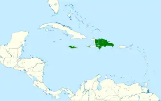 Distribución geográfica del fiofío canoso (incluyendo E. f. cherriei).