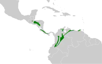 Distribución geográfica del fiofío montano.