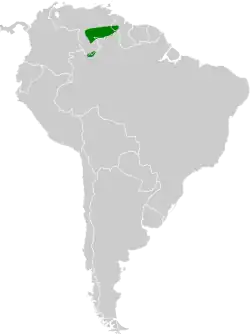 Distribución geográfica del fiofío de tepuí.