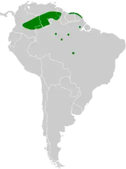 Distribución geográfica del fiofío crestirrufo.