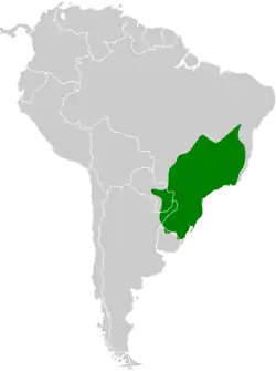Distribución geográfica del fiofío brasileño.