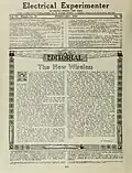 Revista Electrical Experimenter de Febrero de 1919. En ella se habla de la luz sin cables de Nikola Tesla.