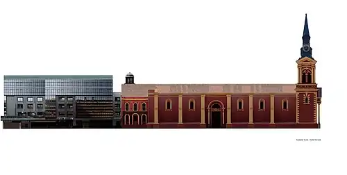 Elevación por calle Merced