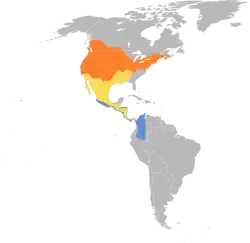 Distribución geográfica del mosquero saucero.