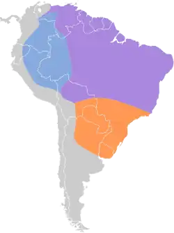 Distribución geográfica del tuquito rayado.