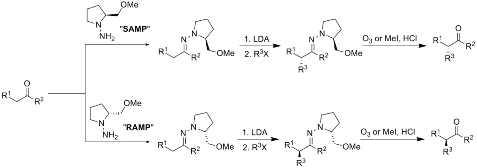 Enders' SAMP/RAMPA Hydrazone Alkylation Reacción