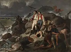 Episodio de la batalla de Trafalgar o Náufragos de Trafalgar, Francisco Sans y Cabot, 1862.