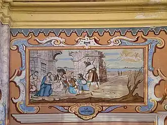Pintura mural con la escena de la Natividad del Señor