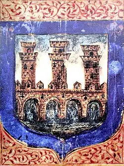 Escudo que aparecía en el privilegio concedido por Carlos V en 1523.[9]​