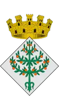 Escudo de la comuna catalana de Cherta, que lleva «un naranjo arrancado de sinople, frutado de naranjado»