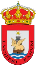 Escudo municipal de Sanlúcar de Barrameda (Cádiz), con un toro alado de carnación