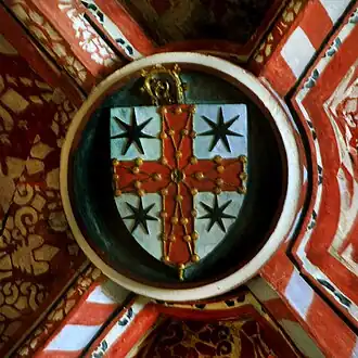 Escudo de armas del obispo Sancho Sánchez de Oteiza en una clave de la catedral de Pamplona