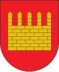 Escudo de armas del antiguo municipio de Mur. De gules, un muro de oro